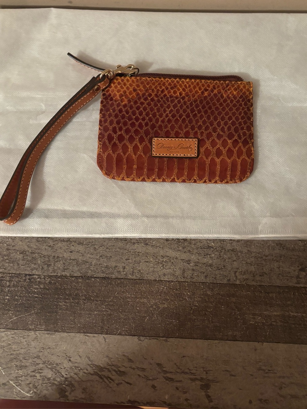 Dooney & Bourke Carmel Beige Embossed Snake Wristlet